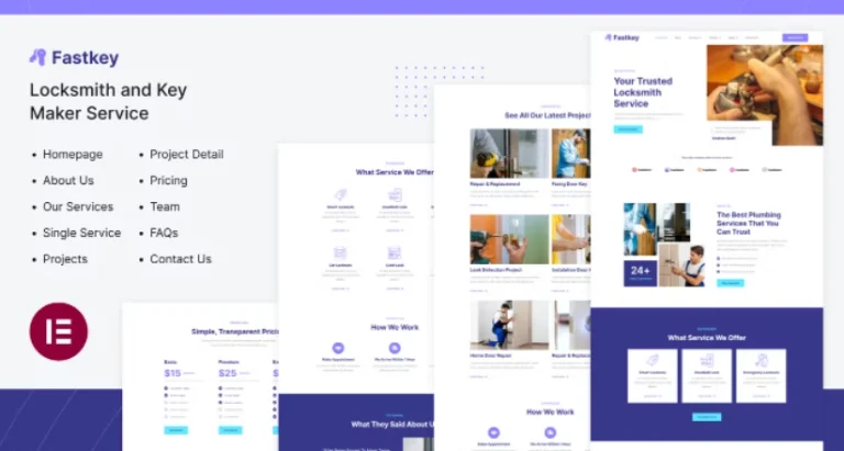 Fastkey | Locksmith and Key Maker Service Elementor Template Fastkey | Locksmith and Key Maker Service Elementor Template - Imagen 1