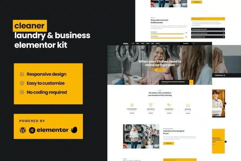 Cleaner – Laundry Business Elementor Template Kit Cleaner – Laundry Business Elementor Template Kit - Imagen 1