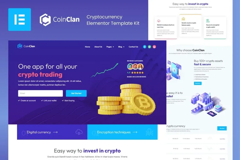 CoinClan – Cryptocurrency Elementor Template CoinClan – Cryptocurrency Elementor Template - Imagen 1