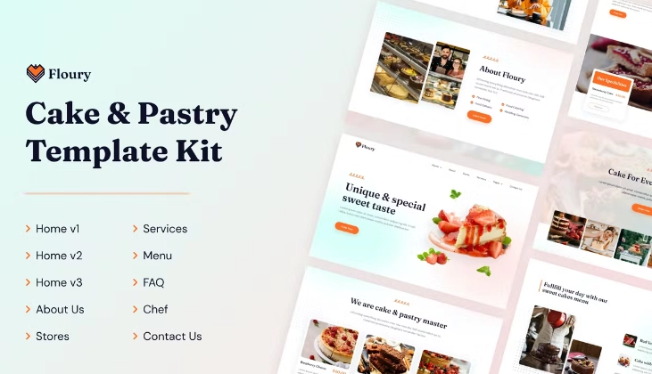 Floury Cake & Pastry Elementor Template Floury | Cake & Pastry Elementor Template - Imagen 1