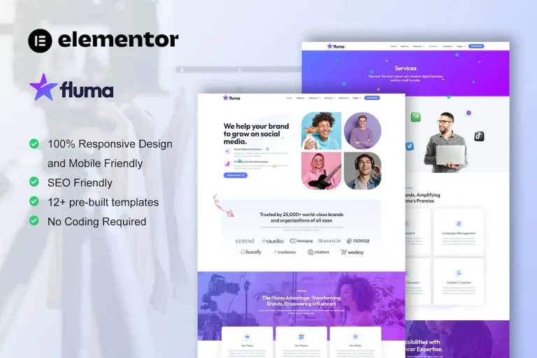 Fluma – Influencer Marketing Agency Elementor Pro Template Fluma – Influencer Marketing Agency Elementor Pro Template - Imagen 1