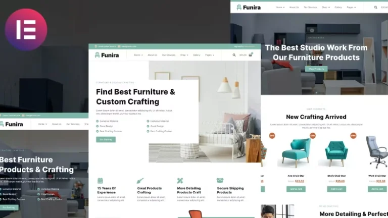 Funira – Custom Craft Furniture Elementor Template Funira – Custom Craft Furniture Elementor Template - Imagen 1