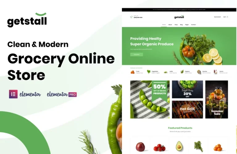 Getstall – Grocery Store Elementor Template Getstall – Grocery Store Elementor Template - Imagen 1