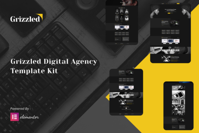 Grizzled – Digital Agency Dark Elementor Template Grizzled – Digital Agency Dark Elementor Template - Imagen 1
