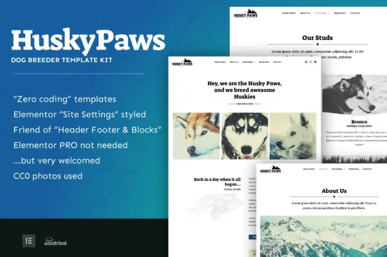 HuskyPaws – Dog Breeder Elementor Template HuskyPaws – Dog Breeder Elementor Template - Imagen 1