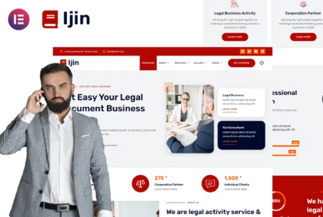 Ijin – Legal Business & Tax Consultant Services Elementor Template Ijin – Legal Business & Tax Consultant Services Elementor Template - Imagen 1